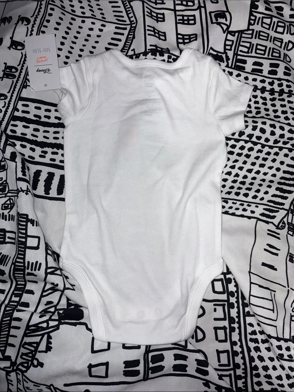Disney White Bodysuit with Teal and Coral Dumbo Print